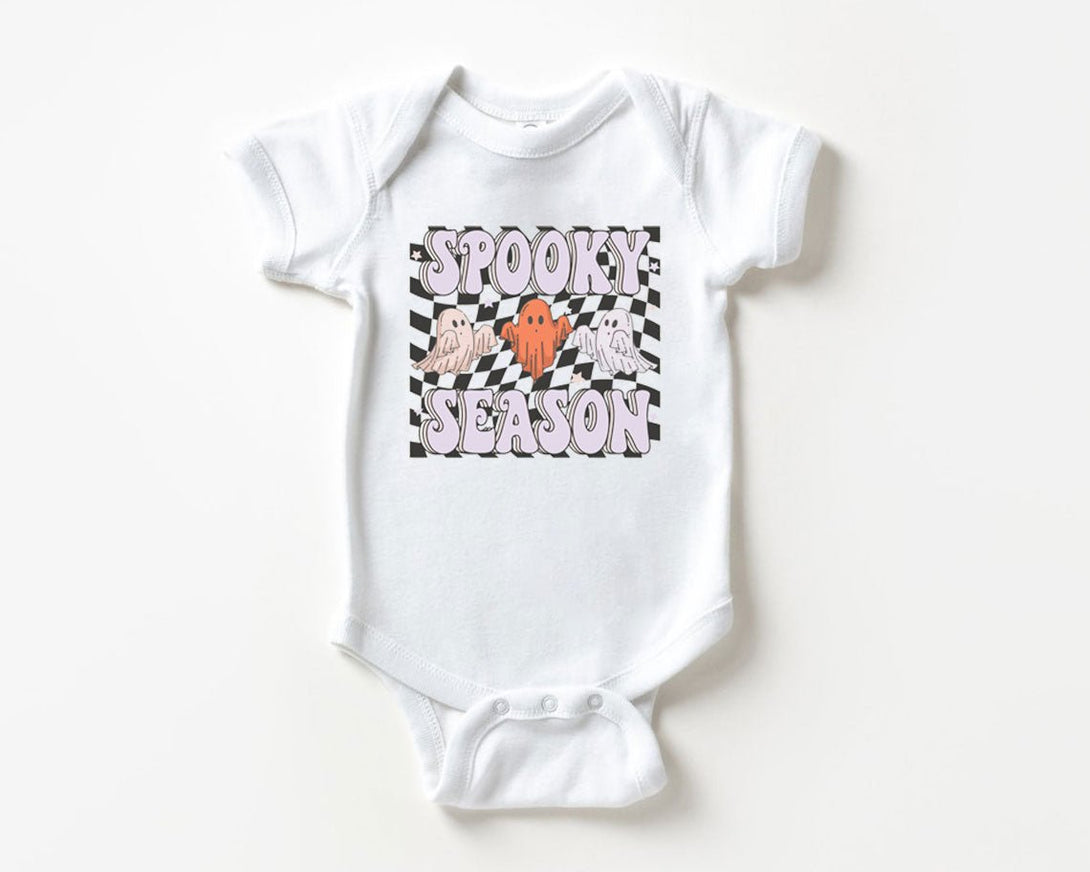 Spooky Season Baby Onesie - Retro Halloween Bodysuit - Cute Ghost Natural Onesie - BabiChic