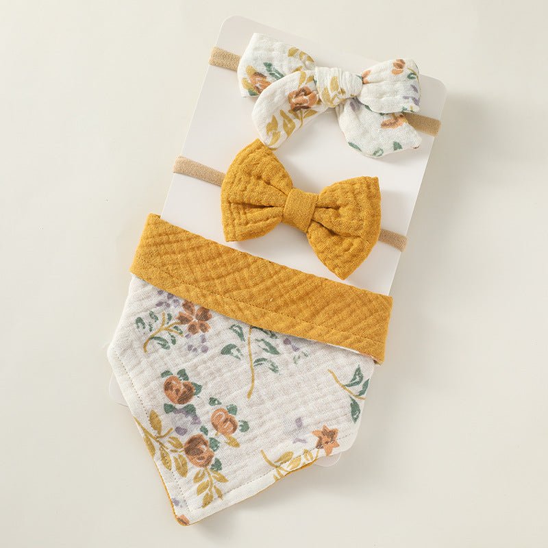 Triangle Bibs and Printed Headband Set Stylish Accessories for Baby Girl - BabiChic