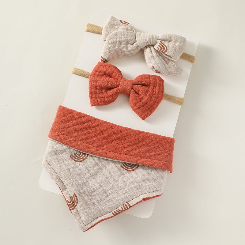 Triangle Bibs and Printed Headband Set Stylish Accessories for Baby Girl - BabiChic