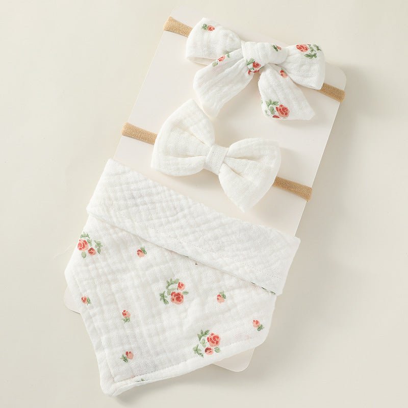 Triangle Bibs and Printed Headband Set Stylish Accessories for Baby Girl - BabiChic