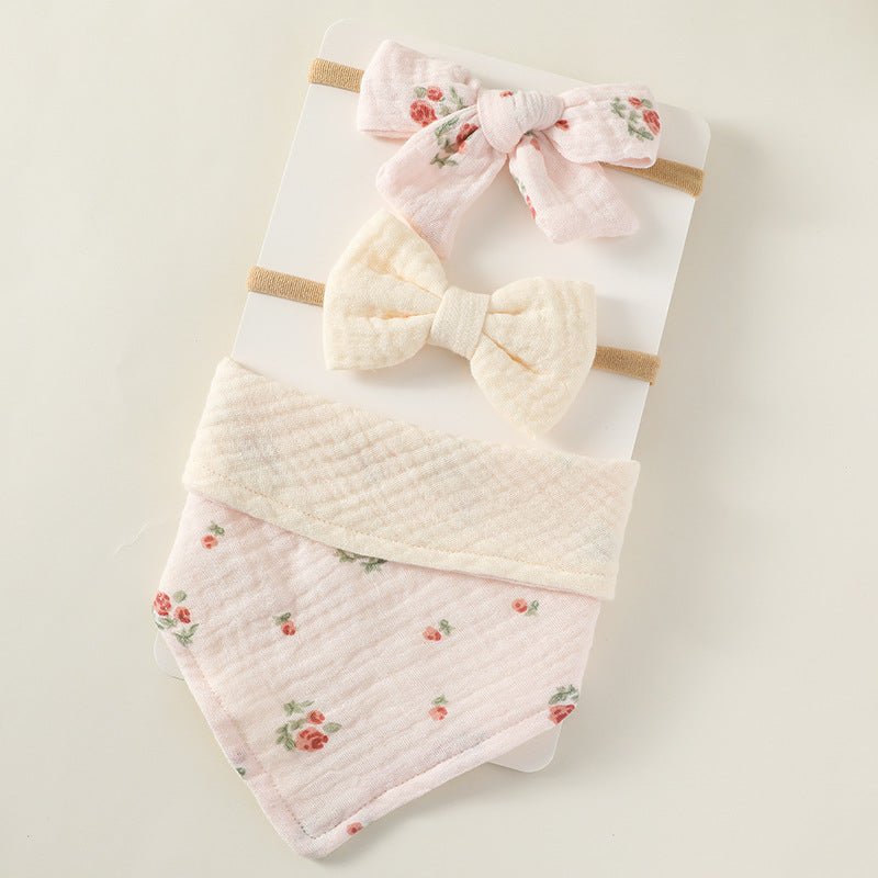 Triangle Bibs and Printed Headband Set Stylish Accessories for Baby Girl - BabiChic