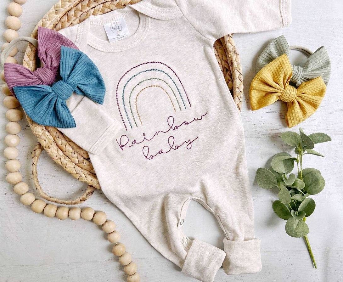 Winter Romper Baby Girl Outfit Rainbow Newborn IVF Baby Shower Gift Sleeper With Footies Gender Neutral Clothes - BabiChic