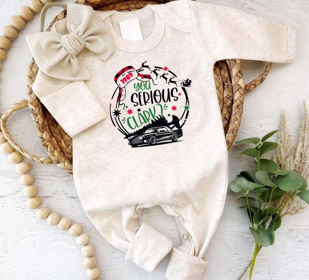 You Serious Clark Baby Romper - Christmas Onesies, Cute Natural Bodysuit, My First Xmas - BabiChic