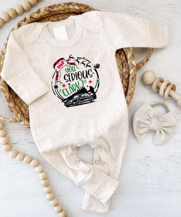 You Serious Clark Baby Romper - Christmas Onesies, Cute Natural Bodysuit, My First Xmas - BabiChic